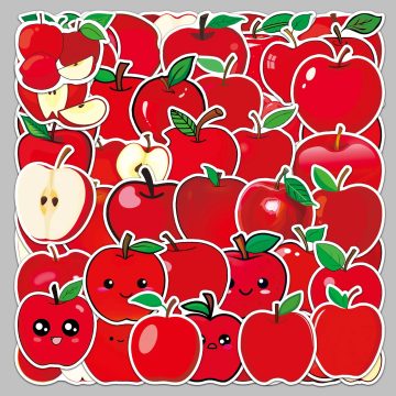 Cute Apple Graffiti Stickers for Helmet, Wall, DIY Decoration