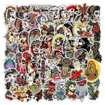 Old School Tattoo Style Girl Stickers for Car Scrapbook Phone