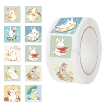 Cartoon Rabbit Stickers Adhesive Gift Sealing Labels Paper Animals Party Decoration Supplies
