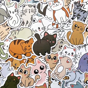 Cute Cat Stickers Waterproof Vinyl Decals for Skateboard, Notebook, Car