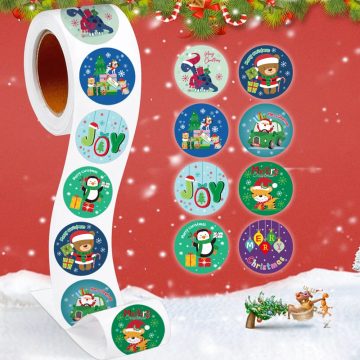 Christmas Tags and Stickers for Kids Gifts, Baking, and Stationery Round