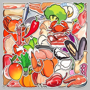 Cartoon Food Graffiti Stickers for Helmet, Desktop, Wall Decoration, DIY