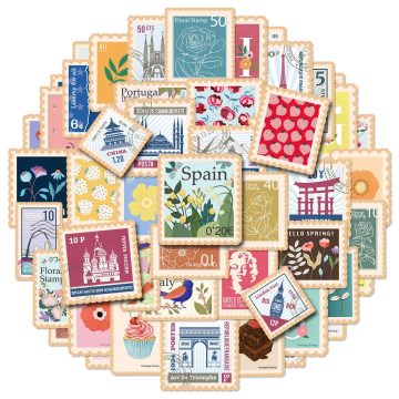 Cartoon Retro Stamp Stickers for Helmet Wall DIY Decoration