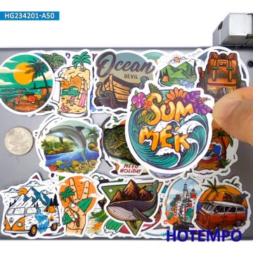Surfing Theme Cartoon Stickers for Summer and Travel