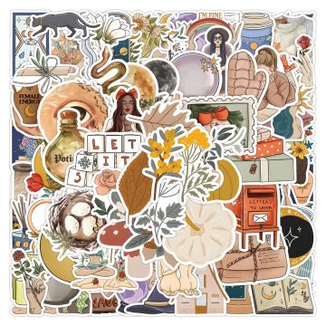 Vintage Plant Funny Cartoon Stickers - Waterproof for Laptop Suitcase Motorcycle Car Phone