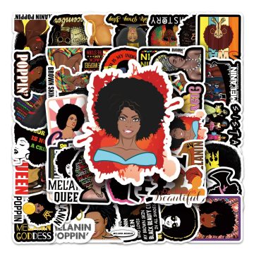 Black Girl Cartoon Waterproof Stickers for Skateboard, Snowboard