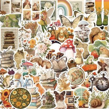 Vintage Animal Mushroom Stickers - Aesthetic PVC Stationery