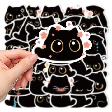 Cartoon Black Cat Stickers Pack