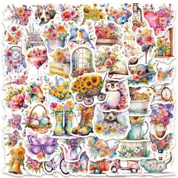 Flower World Aesthetic Stickers for Luggage Bike