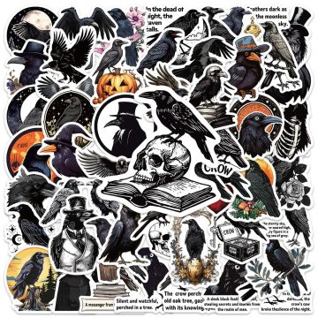 Cool Cartoon Aesthetic Bird Crow Stickers for Water Bottle, Laptop, and Skateboard
