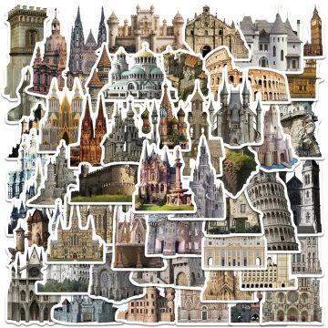 Medieval European Castle Landmark Stickers for Travel Phone