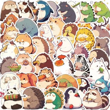 Animal Eating PVC Stickers - Korean Aesthetic Stationery for Scrapbooking School Supplies