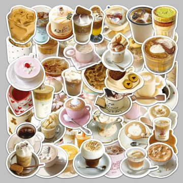 Brown Drink and Food Cartoon Stickers for Wall and DIY Decor