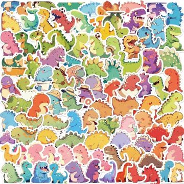 Colored Dinosaur PVC Stickers - Children's DIY Stationery Decor