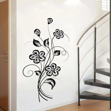 Black Flower Removable Vinyl Wall Art Sticker