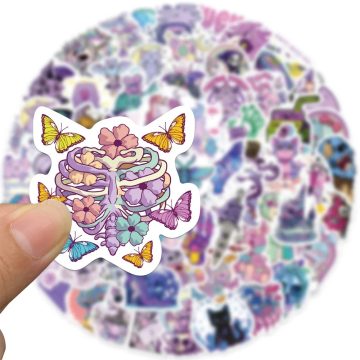 Gothic Halloween Skull Stickers - Purple Cartoon Decals for Luggage Skateboard Graffiti