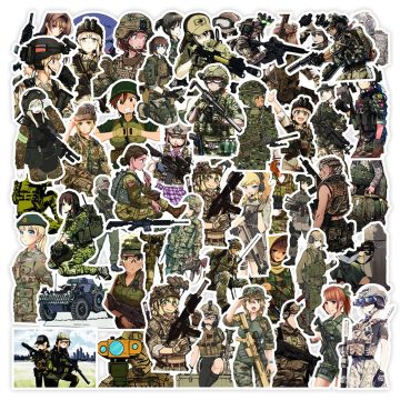 Anime Camouflage Military Girl Stickers - Decals for Motorcycle Skateboard Wall