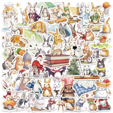 Bunny Rabbit Cartoon Stickers for Suitcase, Bottle, Scrapbooking, Gifts