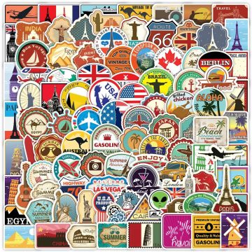 World Famous Landmark Graffiti Stickers for Travel Suitcase