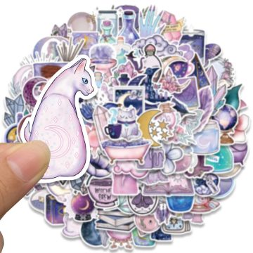 Graffiti Art Magic Moon Witch Crystal Stickers - Aesthetic Decals for DIY Scrapbook