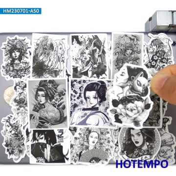 Ukiyo-e Geisha Tattoo Stickers for Laptops and Helmets