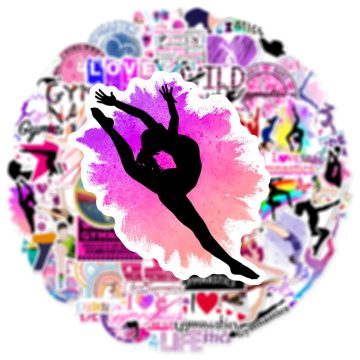 Gymnastics Gym Cartoon Waterproof Stickers for Water Bottle Luggage