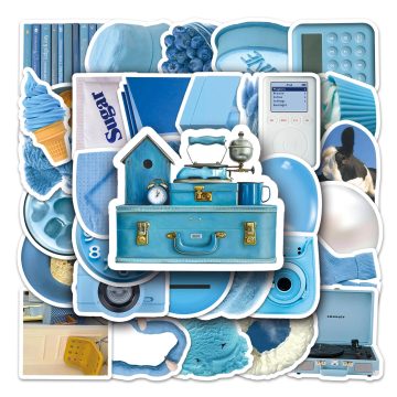 Blue Cartoon Waterproof Stickers for Skateboard, Snowboard