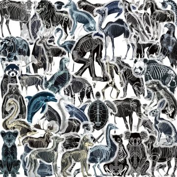 X-ray Animals Skeleton Skull Stickers - Transparent PET Graffiti Decals for Skateboard Car