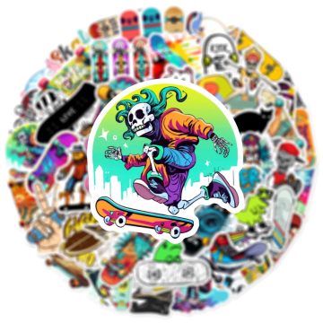 Roller Skateboard Sports Cartoon Stickers - Graffiti Decals for Motorcycle Luggage
