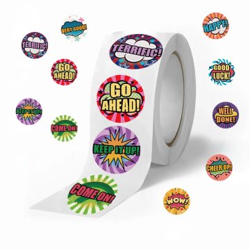 Cute Word Motivational Stickers Roll - Classroom Reward Supplies