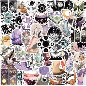 Witch Crystal Tarot Stickers - Gothic Magic Graffiti Decals for Skateboard Motorcycle Laptop