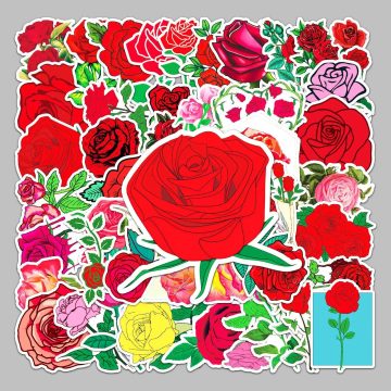 Cartoon Rose Graffiti Stickers for Helmet, Wall, DIY Decoration