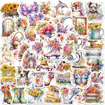 Flower World PVC Sticker - Aesthetic Korean Stationery for Scrapbooking School