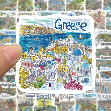 City Landmark Scenery Waterproof Stickers for Laptop Phone