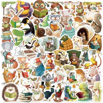 Animal Reading Book Stickers - Funny Graffiti Decals for Kindle Phone