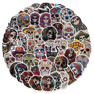 Mexico Skull Flower Aesthetic Stickers for Fridge Phone