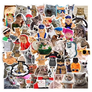 Funny Cat Waterproof Stickers - Cute Cartoon Decals for Skateboard Laptop Car
