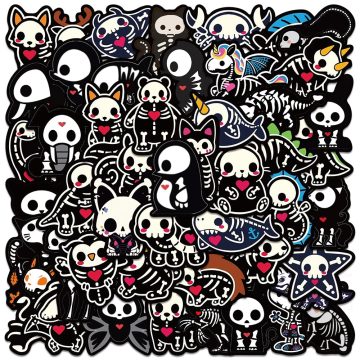 Animal Skull Stickers Black and White for Motorcycle, Laptop, Phone, Helmet, Car, Bike