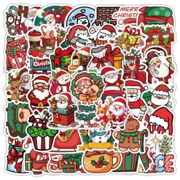 Cute Christmas Cartoon Stickers for Laptop, Phone, Water Bottle, Scooter, and More