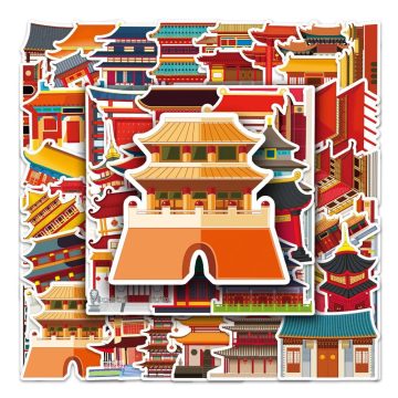 Antique Chinese Building Stickers for Phone Case