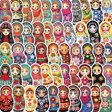 Russian Doll Stickers Waterproof Vinyl Decals for Guitar and DIY Decor