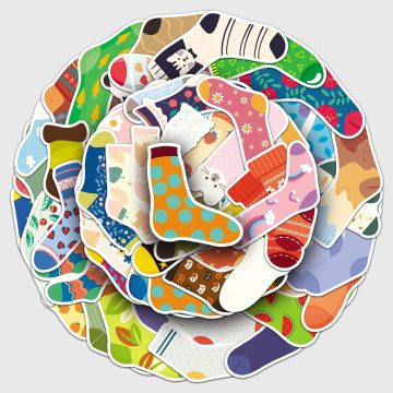 Cartoon Socks Waterproof Vinyl Stickers for Skateboard and Snowboard