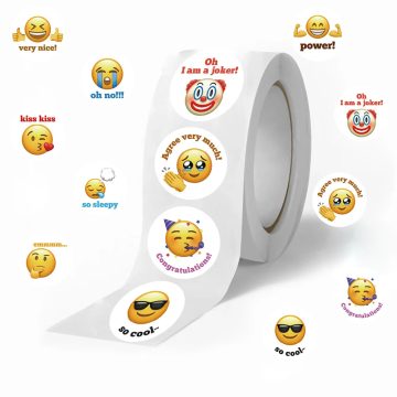 Cartoon Funny Smile Face Expression Reward Stickers 10 Designs Round for PC Pad Fridge Gift DIY Decor
