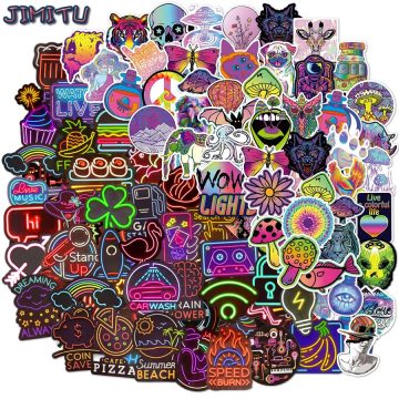 Psychedelic Mushroom Stickers Neon Waterproof Decals for Kids and Gifts
