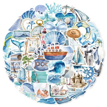 Blue Ocean Travel Sea Fish Stickers for Guitar Luggage