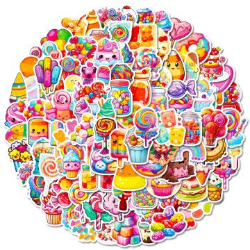 Rainbow Candy Dessert Stickers - Colorful Vinyl Decals for Car Guitar