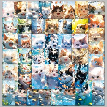Cat Water Series Graffiti Stickers for Helmet, Wall, and DIY Decoration