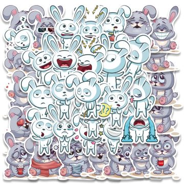 Funny Cartoon Rabbit Meme Stickers Waterproof Laptop & Luggage Decals