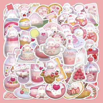 3D Cute Pudding Rabbit Stickers for DIY Decoration