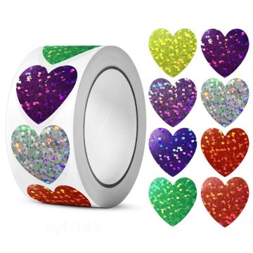 Gold Heart Holographic Stickers Kids Reward Labels for Crafts and Classroom Supplies